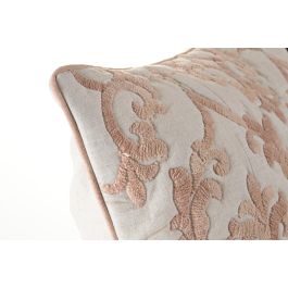 DKD Home Decor Funda de Cojín Tradicional de Poliéster y Algodón Beige Rosa 50x50 cm con Cremallera