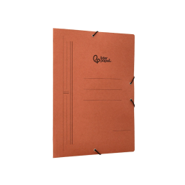 Liderpapel Carpeta de Gomas Tres Solapas Cartón Compacto Folio Color Cuero