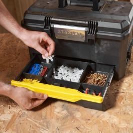 Stanley Caja de herramientas 48 cm, pestillo táctil Touchlatch para una mano, cajón profundo y bandeja, polipropileno