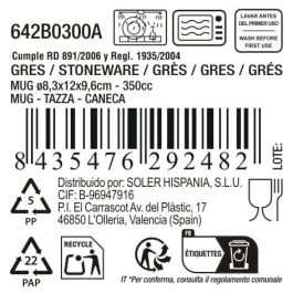 Inde Mug Blanca 350 cc Ø8,3x12x9,6cm (12 Unidades)