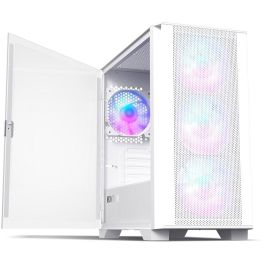 Montech AIR 100 ARGB TG White | Caja PC Gaming Mini Tower con Iluminación RGB y Panel de Vidrio Templado