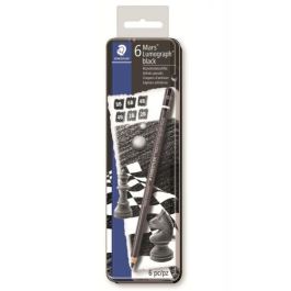 Estuche de Metal con 6 Lápices, Graduaciones 8B, 7B, 6B, 4B, 2B y Hb Staedtler 100B G6 Precio: 14.3869. SKU: B1BYJRB88N