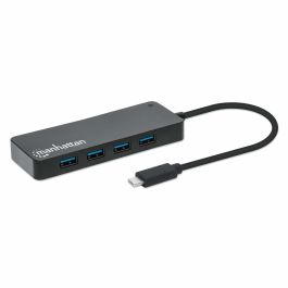 MANHATTAN 168410 Hub USB-C a 7 Puertos USB 3.2 Gen 1 Tipo-A 5Gbit/s Negro para PC Mac Windows Linux ChromeOS