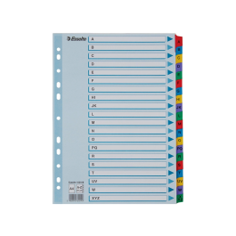 Esselte Separador Alfabetico A-Z Cartulina Mylar Multitaladro DIN A4 Precio: 43.49999973. SKU: B1BQYYX5A2