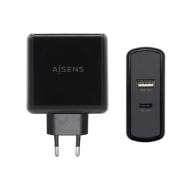 Aisens Cargador USB-C 57W con Puertos USB-C PD3.0 45W y USB-A 5V 2.4A, Negro - Diseño Elegante y Seguro Precio: 10.89999944. SKU: S8400198