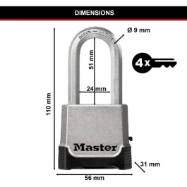 Master Lock Candado de combinación M176EURDLH - 56 mm - Zinc