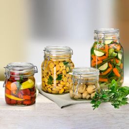 Bormioli Rocco Fido Tarro de Conserva de Vidrio 1,5 L - Pack 6 Unidades con Cierre Hermético, Apto Lavavajillas y Fabricado en Italia