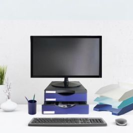Soporte Monitor Archivo 2000 Con 2 Cajones Negro/Azul