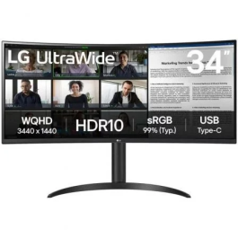 LG Monitor Profesional Ultrapanorámico Curvo 34WR55QK-B 34" WQHD Regulable en altura Negro