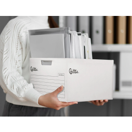 Liderpapel Cajón Contenedor de Archivo Kraft para 4 Cajas Folio o 5 Archivadores A-Z 430x383x265mm en Cartón Reciclado