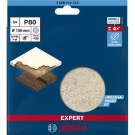 Bosch M480.150mm K80. Lija de malla EXPERT, 5 piezas, grano 80, diámetro 15 cm para lijadora rotorbital, madera y pintura