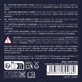 Inde Cafetera 2 Servicios Acero Inoxidable 9.4 x 11.4 x 14.3 cm para Placas de Inducción Quttin (6 Unidades)
