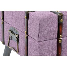 DKD Home Decor Descalzadora Chic Fucsia con Tapizado Poliéster, Estructura de Metal y MDF, Medidas 102x42x40.5 cm para Dormitorio