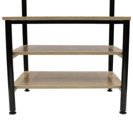 Home Deco Factory Perchero Essentiel con Estanterías, 4 Ganchos Dobles y 3 Baldas, Madera y Metal, 60x40 cm, Altura 175 cm