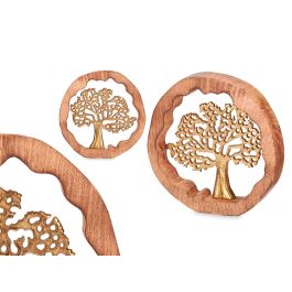 Árbol de la Vida Metal Oro con Soporte de Madera - Giftdecor 25x25x4 cm (6 Unidades) Precio: 77.95000048. SKU: B1CBR97DA6