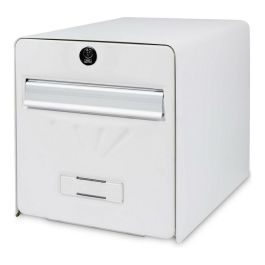 Burg Wachter Buzón de Correo de Acero Galvanizado con 2 Puertas, Blanco, Anticorrosión, Poste Antirrobo de 37kg, para Exterior
