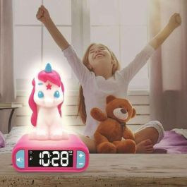 Lexibook Reloj Despertador Infantil Luz Nocturna Unicornio con Alarma Musical, Efectos de Sonido y Pantalla LCD Retroiluminada