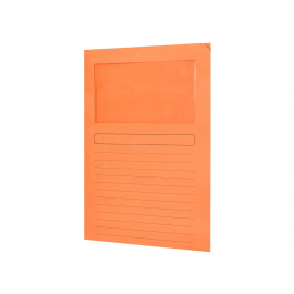 Q-connect Subcarpeta Cartulina A4 Naranja con Ventana Transparente 120 g/m²