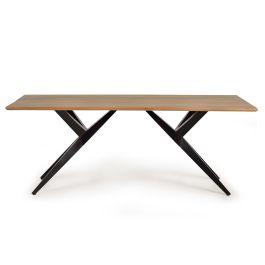 Mesa de Comedor Industrial Giner y Colomer en Madera de Acacia con Base Negra 200x100cm Precio: 907.4879. SKU: B15SYKLVW4