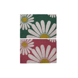 DKD Home Decor Felpudo Fibra de coco Goma Margarita Verde Menta Rosa Blanco Amarillo 40 x 60 cm (2 Unidades)