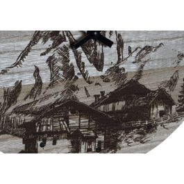 DKD Home Decor Reloj de Pared a Pilas Alpino con Diseño de Montaña en MDF, Color Negro, 30 x 1.5 x 30 cm