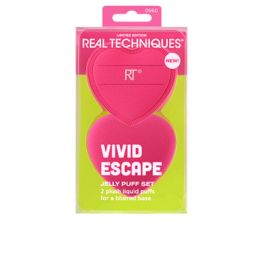 Real Techniques Vivid Escape Jelly Puff Estuche 2 Borlas de Maquillaje para Base y Corrector Líquido/Crema, Veganas, Sin Látex