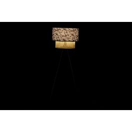 DKD Home Decor Lámpara de Pie Colonial Negro Natural Rejilla Palmeras - Metal Poliéster, Desmontable, E27 40W, 60x60x129 cm