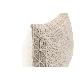 DKD Home Decor India 24 Cojín Boho Beige Algodón 30 x 50 cm (2 Unidades) Bordado a Mano