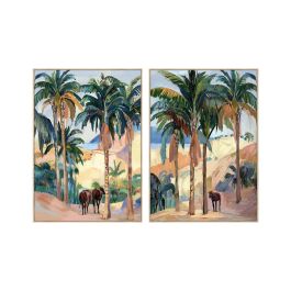 DKD Home Decor Cuadro Tropical de Palmeras Verde y Azul 100x140 cm (2 Unidades) en Lienzo y PS Precio: 188.50000004. SKU: B1HE8NC5V6
