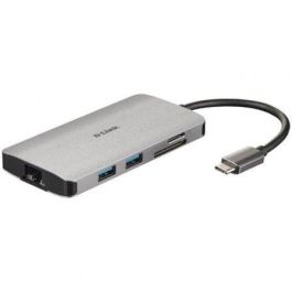 D-Link Hub USB-C DUB-M810 8 Puertos con HDMI 4K, 3x USB 3.0, SD/microSD, Gigabit Ethernet, Suministro de Energía 100W, Gris Aluminio Precio: 57.9900002. SKU: S0439253