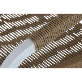 DKD Home Decor Mesa Comedor Terraza y Jardín Blanco Natural Aluminio Resina 180 x 90 x 75 cm Set 7 Piezas