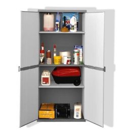 Tood Armario Alto de Resina con 3 Estantes y 2 Puertas, Gris, 68x39.5x168 cm