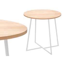 Giftdecor Mesa Auxiliar de Madera y Metal con Patas Blancas, 40x40x40 cm, Color Natural (Set de 6) Precio: 86.28147. SKU: B12LW3YPB8