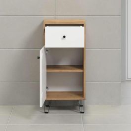 Ebuy24 AAAPC85771 Mueble de Baño Touch Blanco Mate, Decoración Roble