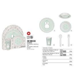 Set De Platos Cubiertos Y Vaso Safta Miffy Menta 260x260x90 mm Set De Platos Cubiertos Y Vaso Safta Miffy Menta 260x260x90 mm