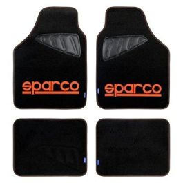 SPARCO SPC1903 Alfombra Moqueta Roja 4 Piezas con Talonera Antideslizante, Ajuste Universal, Fácil Limpieza, Diseño Deportivo