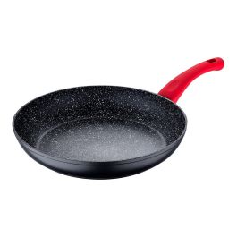 San Ignacio Sartén de Aluminio Forjado Inducción Ø28 cm, Antiadherente Marmolado, Mango Rojo Tacto Suave, Sin PFOA ni BPA