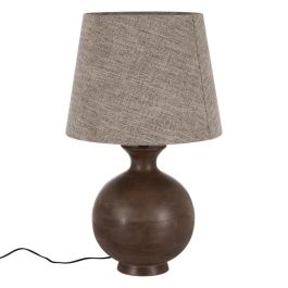 Base Lámpara Mesa Marrón Madera de Mango 31 X 31 X 38 cm