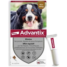 Advantix Pipetas Antiparasitarias para Perros Muy Grandes 40-60 kg, 4 Unidades. Protección Pulgas, Garrapatas, Piojos, Mosquitos. Precio: 49.89000005. SKU: S7172049