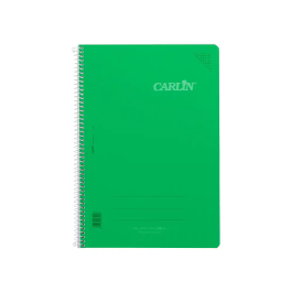 Carlin Cuaderno Espiral A4 Tapa Plástico 80 Hojas 90gr Cuadro 4mm Con Margen Verde