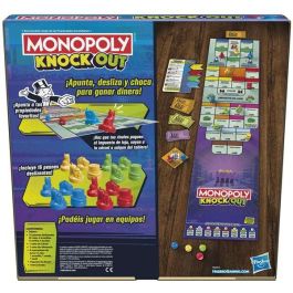 Juego monopoly knockout. desliza los peones para derrotar a tus rivales y ganar dinero.