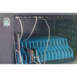 Digitus Armario de carga móvil para 16 tablets hasta 14'' USB-A, Metal, Negro con 4 ruedas
