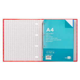 Liderpapel Carpeta con Recambio A4 Cuadro 5mm Forrada 4 Anillas 20mm con 120 Hojas 80g