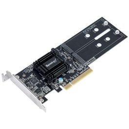 Synology M2D18 - Tarjeta Adaptadora PCIe a M.2 NVMe, Compatible con 2 Ranuras M.2, Estándar PCI 2.0, Negra