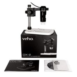 Veho DX-2 Microscopio USB 5MP, 300x Magnificación, Lente 5G, Ideal Inspección Industrial y Científica, Software Calibración