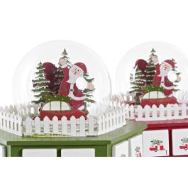 DKD Home Decor Calendario Adviento Navidad Fantasia Verde Rojo 19 x 20 x 22 cm (2 Unidades) LED Madera Acrílico