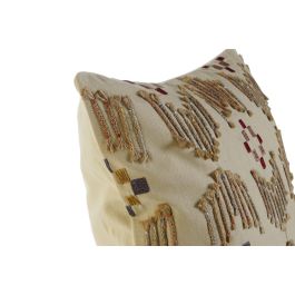 DKD Home Decor Funda de Cojín de Polyester y Algodón Beige 50 x 50 cm con Cremallera Oculta