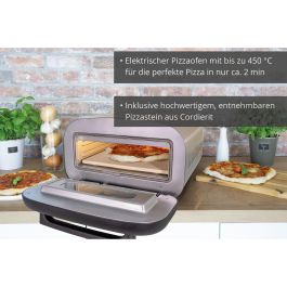 Unold 68806 Horno de Pizza Alfredo 1 Pizza 30cm Acero Inoxidable 1700W 450°C Digital con Temporizador