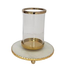 Portavela Moderno DKD Home Decor Blanco Dorado 25 x 27 x 25 cm