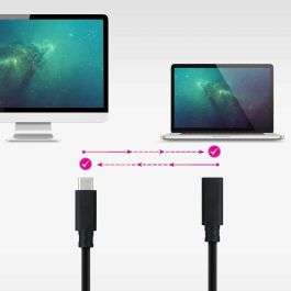 Nanocable gren2x2 Cable Prolongador USB-C 3.2 Gen2x2, 20Gbps, 100W/5A, 4K/60Hz, Macho a Hembra, Negro, 1 Metro